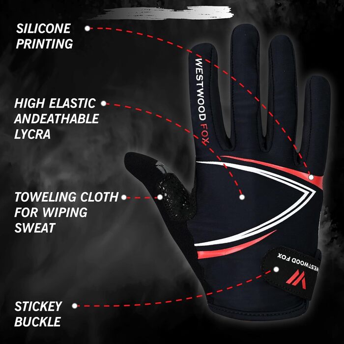 Велосипедні рукавички WESTWOOD FOX з посиленням, антиковзні, для сенсорних екранів, амортизуючі, MTB, шосе, гонки, чоловічі та жіночі, червоні