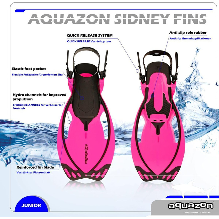 Ласти для дітей AQUAZON Sidney, регульовані, рожеві, 32/37