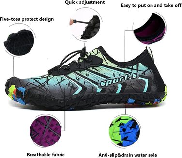 Шкарпетки для плавання Ziitop: чоловічі та жіночі, для пляжу, швидко сохнуть, з дренажними отворами, для каякінгу, фітнесу, трейлраннінгу, хайкінгу, розмір 35-46