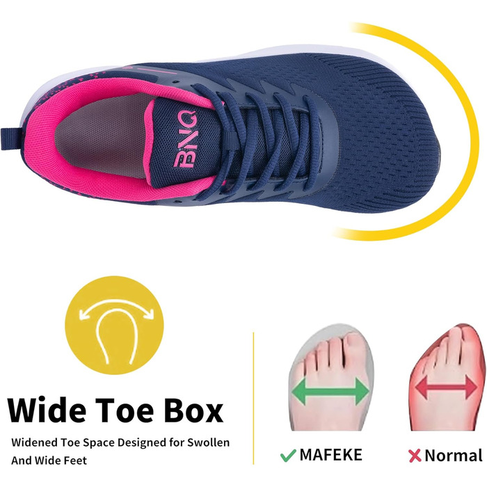 Жіночі трекінгові черевики MAFEKE з широкою передньою частиною для плоскостопості, підтримкою склепіння стопи, ортопедичні, широкі, спортивні, для тенісу, бігу, кросівки для жінок, розмір 39-45 (39.5 EU Широкі, Roseblue)
