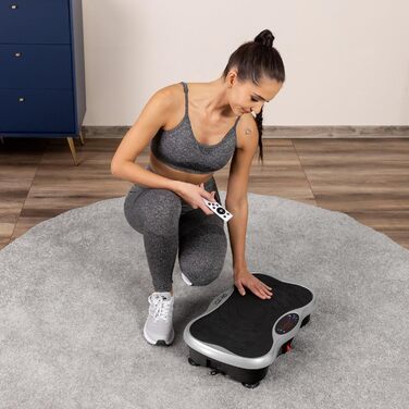 Вібраційна платформа Gymtek для дому - тренажер для схуднення, спалювання жиру та нарощування м'язів з 99 рівнями швидкості, 5 програмами та сенсорним екраном (чорний та срібний)