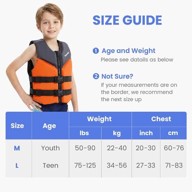 Дитячий жилет для плавання Gogokids Junior 30-50 кг, помаранчевий. Регульований, з неопрену, для каяку, SUP та басейну. 6-11 років