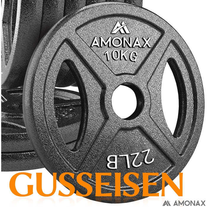 Набір металевих млинців Amonax 10 кг (2x5 кг), 50 мм, для штанги та гантелі, для силових тренувань і домашнього спортзалу
