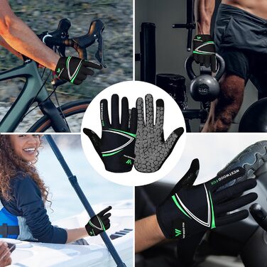 Велосипедні рукавички Westwood Fox Vofinger з антиковзким покриттям та підтримкою сенсорного екрану, амортизуючі рукавички для гірського велосипеда, шосе, перегонів, їзди та спорту для чоловіків та жінок (S, зелений)