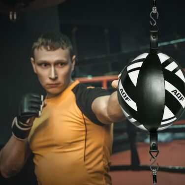 Набір боксерського м'яча AQF Boxen: боксерська груша, м'яч для швидкості, шкіряний, для тренувань, чорний/білий