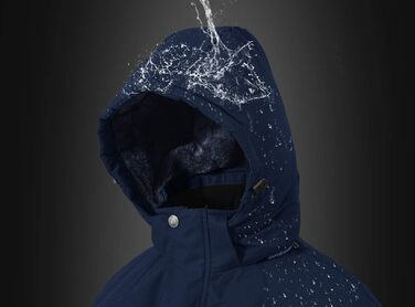 Чоловіча тепла куртка для сноуборду та гірськолижного спорту: флісова, зимова, вітрозахисна, для хайкінгу та активного відпочинку з капюшоном (XL, темно-синій)