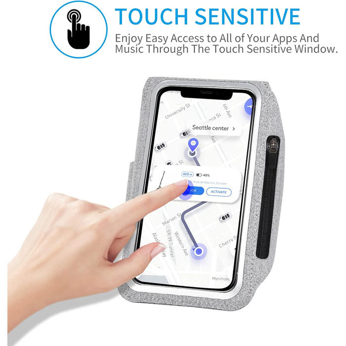 Спортивний браслет для телефону Haissky з кишенькою для навушників (6.9 дюйми) - сірий