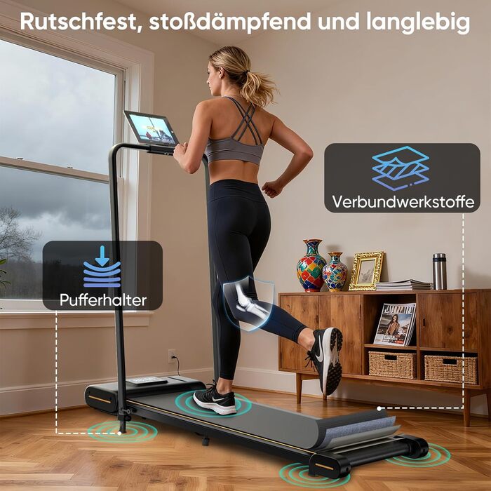 Біговий доріжка TISSCARE для дому та офісу: тиха модель з регулюванням нахилу, LED-дисплеєм, вагою до 130 кг та ручкою підтримки