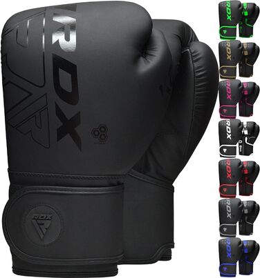 Дитячі боксерські рукавички RDX для муай-тай, кікбоксингу та MMA, шкіра Maya Hide, модель KARA, для спарингу та тренувань, чорні, 6oz/8oz