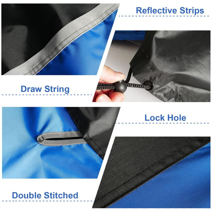 Водонепроникний чохол для мотоцикла Kayme 300D, захист від дощу та пилу, універсальний, чорно-синій, XL (275 см)