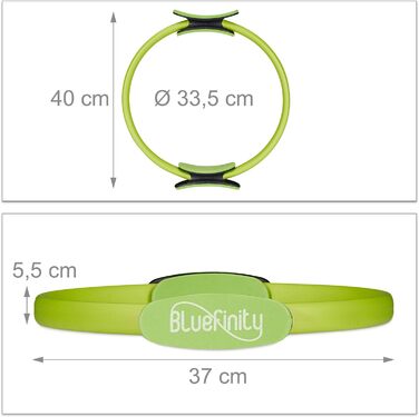 Пілатес кільце Bluefinity з подвійною ручкою, м'яке, фіброволокно, для йоги та фітнесу, 37 см, зелений, 10 шт.
