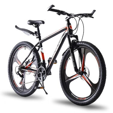 Гірський велосипед MTB 24 дюйми, 21 швидкість Shimano, Hardtail з амортизатором, дискові гальма, чорно-червоний