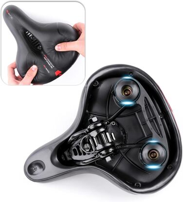 Зручний велосипедний сідло StreeHerjjkeA1 Cityradsättel з Memory Foam, водонепроникний, червоний світловідбиваючий елемент, для гібридних велосипедів, унісекс, чорний