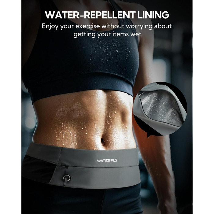 Поясна сумка для телефону Waterfly для бігу, фітнесу та спорту (сіра) – зручна та водонепроникна талія для смартфонів