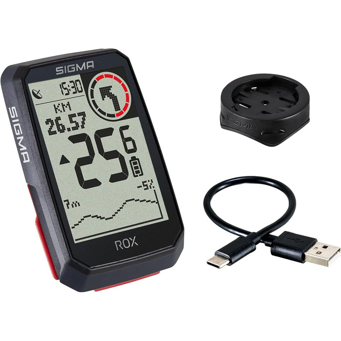 Велокомп'ютер SIGMA SPORT ROX 4.0 Чорний, бездротовий, GPS-навігація, висотомір, тримач у комплекті
