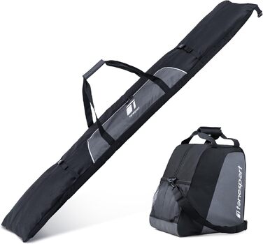 Сумка для лиж та взуття Tonesport – комплект для подорожей – непрошите лижне відділення – для лиж до 190 см, чорний (Jet Black)