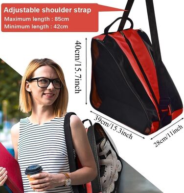 Сумка для ковзанів Tasche - для хокею, фігурного катання, лиж, червона, з регульованим ременем