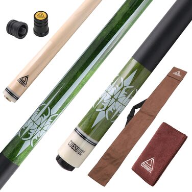 CUESOUL Більярдний кий 58 дюймів, 21oz, наконечник 13 мм, з ірландським обгорткою, у комплекті синьо-коричнева сумка PC035