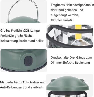 LED кемпінговий ліхтар, висвітлення для кемпінгу, водонепроникний IPX4, регулювання яскравості, 3 режими, для кемпінгу, саду, походів, надзвичайних ситуацій (L803SR)