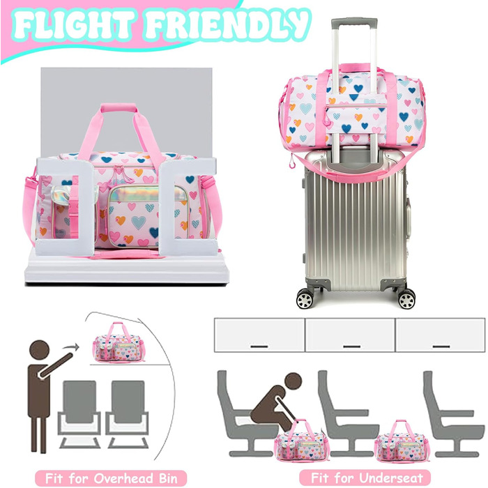 Дитяча спортивна сумка HTGROCE з відділенням для взуття, біла з серцем