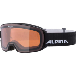 ALPINA NAKISKA Q – Дзеркальна поляризована лижна маска для дорослих, чорна, універсальний розмір, 100% UV-захист, посилення контрасту