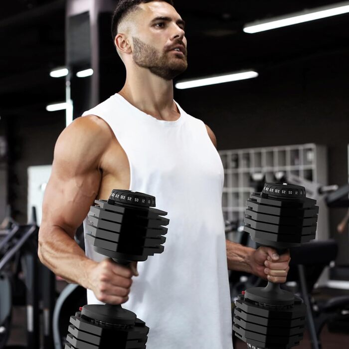 Регульовані гантелі 24/25 кг з антиковзним покриттям для фітнесу та тренувань