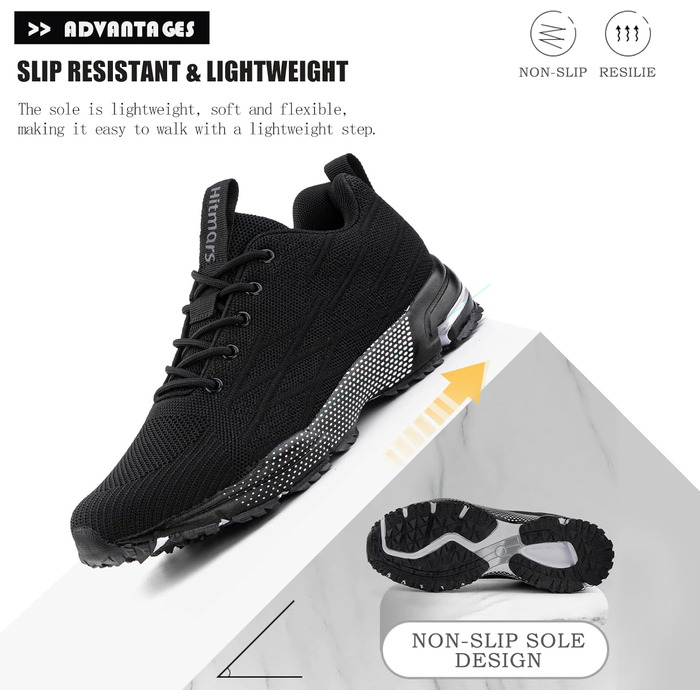 Кросівки Hitmars для чоловіків та жінок. Потужні спортивні кросівки для бігу та занять спортом. Чорний колір, розміри 36-48 EU. Модель N1