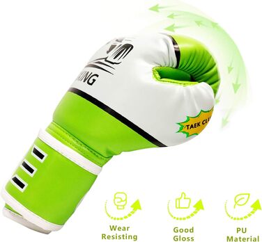 Боксерські рукавички для дітей CKE, 5-12 років, для тренувань, бокс, кікбоксинг, муай-тай, зелені