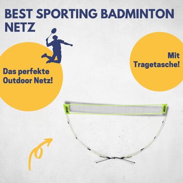 Бадмінтонна сітка Best Sporting 300x150 см для вулиці з чохлом, портативна сітка для бадмінтону для саду, пляжу та двору, швидке встановлення