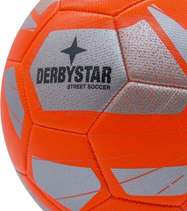Футбольний м'яч Derbystar Street Soccer, розмір 5, для вулиці, сріблясто-оранжевий, 5 яскравих кольорів