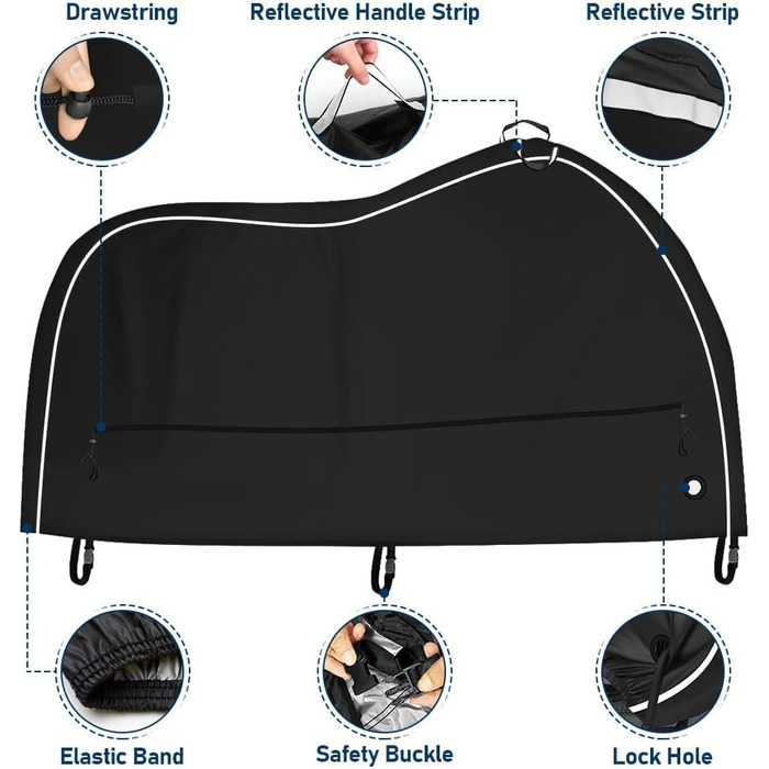 Водонепроникна захисна накидка для мотоцикла Motorrad, 210D, UV-захист, зимова, 245 x 105 x 125 см