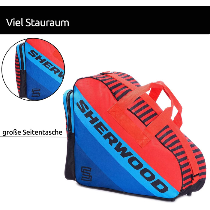 Сумка для ковзанів Sherwood: для ковзанів, роликів та хокею (синьо-червоний)
