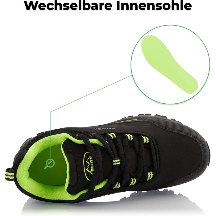 Черевики для трекінгу жіночі та чоловічі, водонепроникні, чорно-зелені, 37 EU