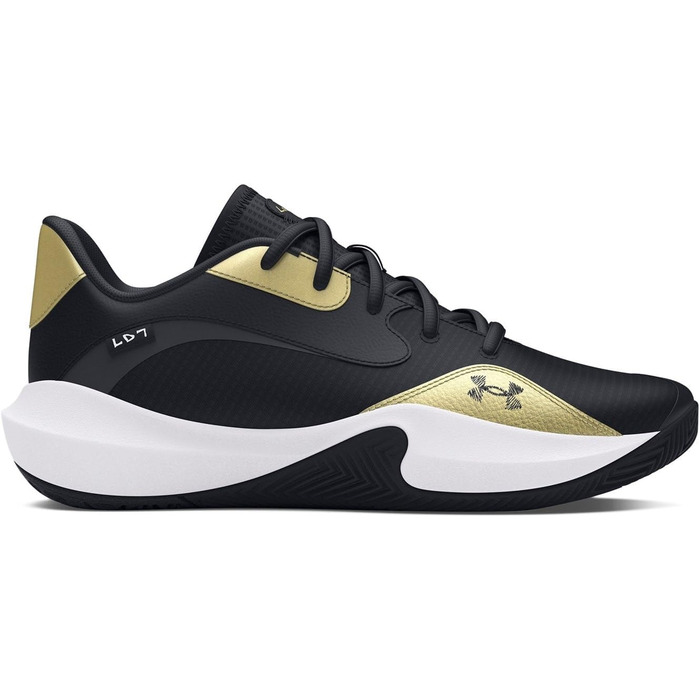 Кросівки баскетбольні чоловічі Under Armour UA Lockdown 7 Low, 48.5 EU, чорний/металевий золотий/чорний