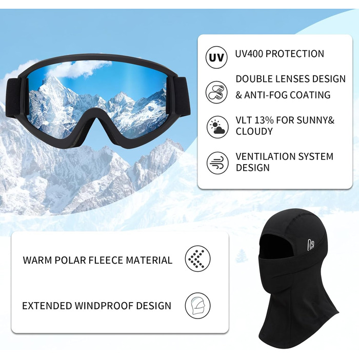 Шкільний шолом з маскою, DXH811. Унісекс, знімні навушники, дихаюча вентиляція, регульований захист від УФ-випромінювання. Підходить для сноубордингу та катання на лижах. Матовий чорний + маска + шолом M