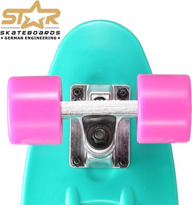 Скейтборд BIKESTAR Vintage Retro Cruiser 60 мм для дітей та дорослих, зелено-чорний, для початківців від 6 років