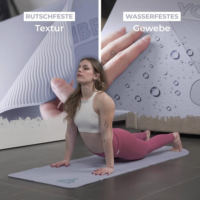 Килимок для йоги YoVibe® 183x60x0.6 см, блакитний - товстий, нековзкий TPE килимок з сумкою та рушником для фітнесу та пілатесу