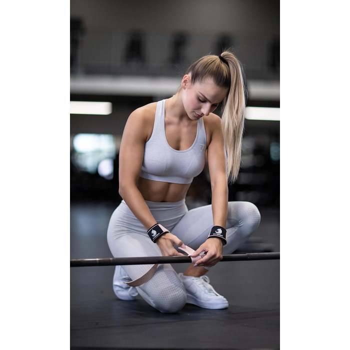 Фітнес-тримачі для тяги (м'які) Fitgriff® для силових тренувань, бодібілдингу - ремені для підйому штанги - для жінок та чоловіків (XS (обхват зап'ястя до 16 см), Blush Pink (силікон))