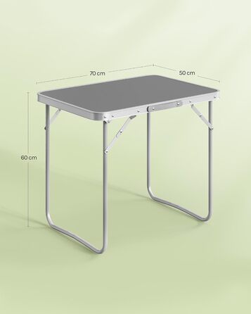 Складаний туристичний стіл Woltu для пікніка, відпочинку на природі та в саду, 70x50x60 см (алюміній + MDF)