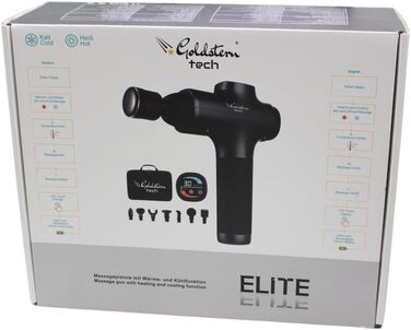 Масажний пістолет Goldstern tech Elite з тепловою та холодною функцією, 30 режимів, 9 насадок, для м'язової релаксації, з датчиком тиску, чорний