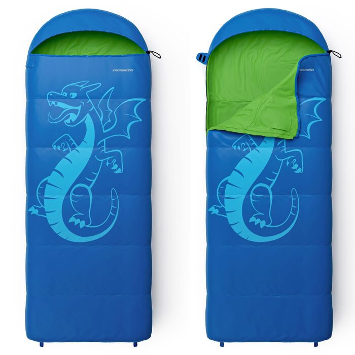 Дитячий спальний мішок Crossroad Akutan Drache 170 см - водонепроникний, для кемпінгу, блакитний