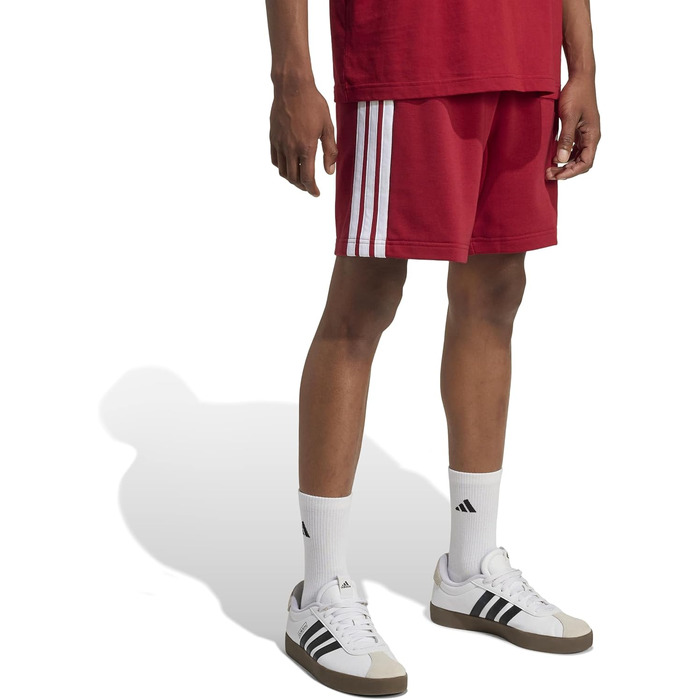 Чоловічі шорти Adidas Essential Three Stripes French Terry (XXL, Active Maroon/White) з трьох смужок