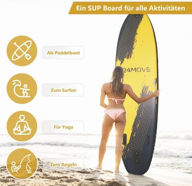 Надувна SUP-дошка 24MOVE® Premium для йоги та серфінгу, 366x80 см, червона, з аксесуарами, подвійний насос, антиковзка поверхня, для дітей і дорослих