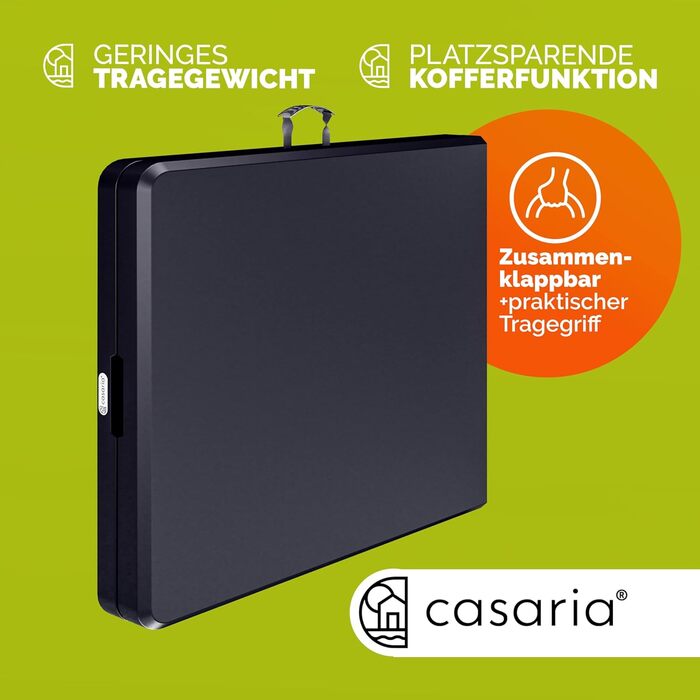 Стіл садовий розкладний Casaria® 183x76 см, пластик, 8 осіб, для саду, тераси, кемпінгу, балкону, буфетний стіл, антрацит