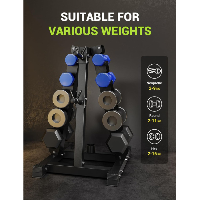 Стойка для гантелей Dripex на 3/5 рівнів, регульована, до 500 кг, сумісна з гантелями, гирями та штангами