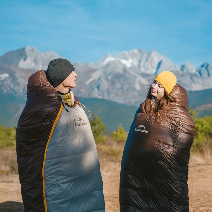 Спальний мішок Naturehike Snowbird Entendaunen, 400g, Khaki/M, для кемпінгу та подорожей