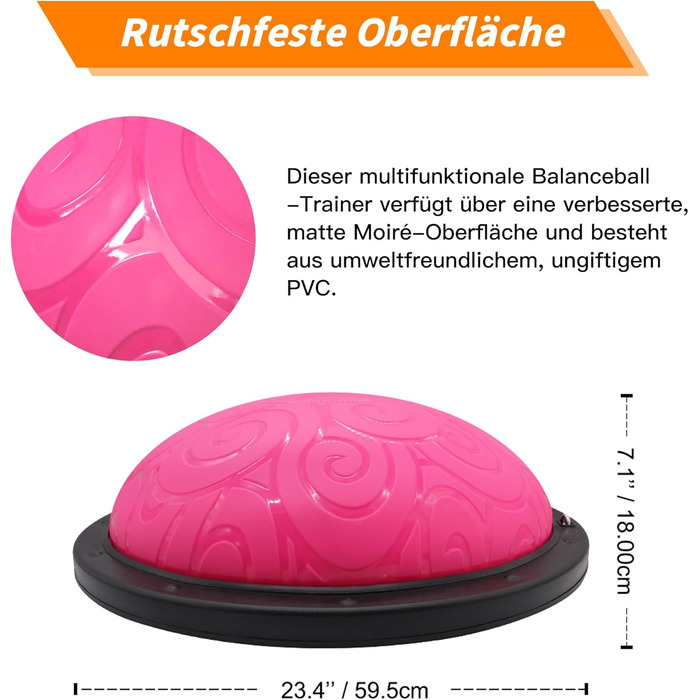 М'яч для йоги та балансу Ativafit 60x18 см, до 300 кг, з помпою та експандером. Синій