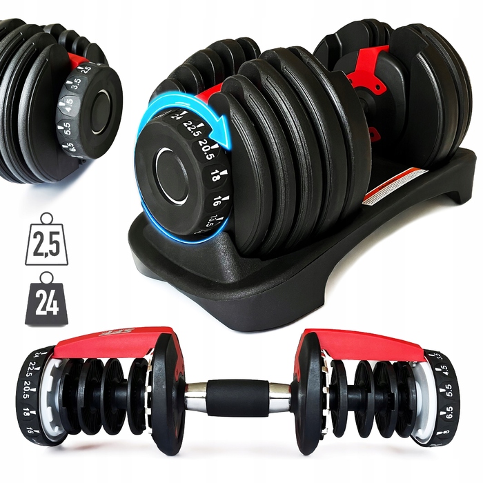 Регульовані чавунні гантелі SportForFun 1 x 24 кг