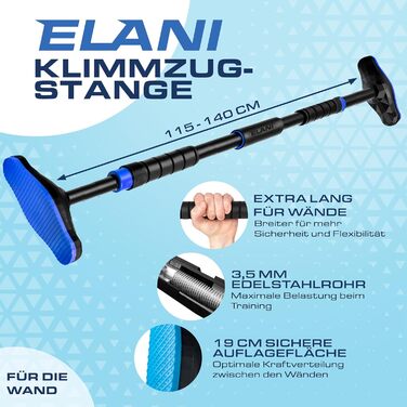 ELANI Турнік для підтягувань на стіну 115-140 см без свердління, з рівнем, максимальне навантаження 300 кг