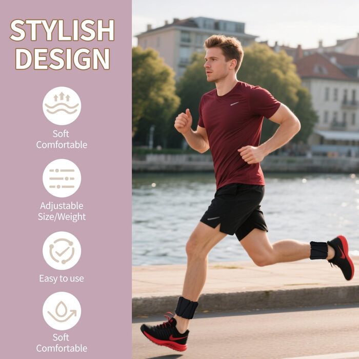 Гантелі на зап'ястя та щиколотки KOOOGEAR, 2 шт., 0.5 кг, чорні - для фітнесу, бігу, тренувань